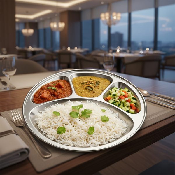 Alternative view of 8 Piece Stainless Steel 4 Compartment Dinner Plate