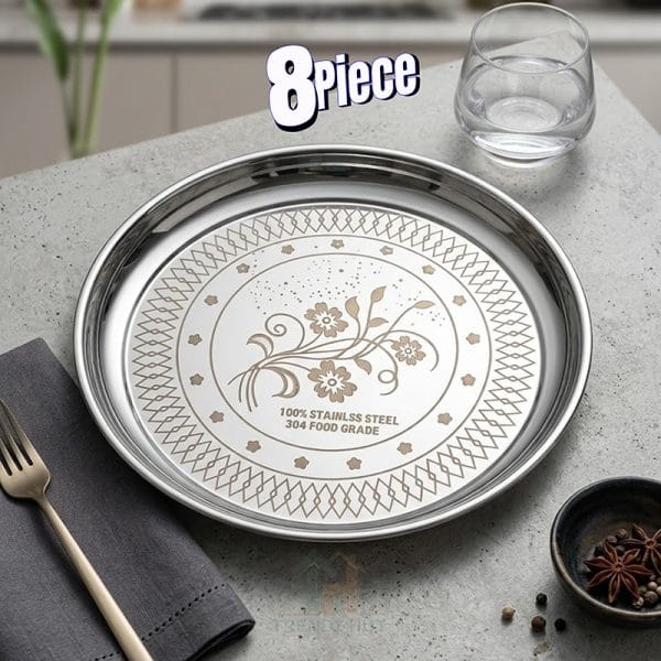 8 Piece Stainless Steel 304 Food Grade Dinner Plate